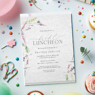 Wildflower Watercolor Blush Bridal Luncheon Invitation