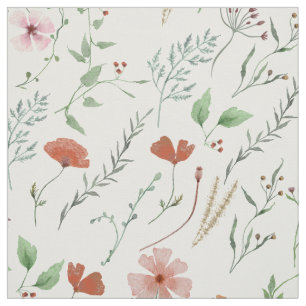 Wildflower watercolor boho colourful fabric summer
