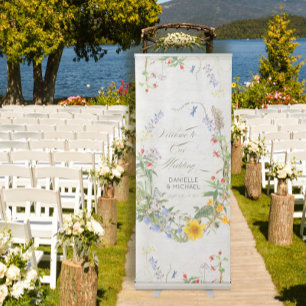 Wildflower Watercolor Botanical Floral Decoupage Retractable Banner