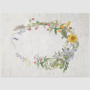 Wildflower Watercolor  Botanical Floral Decoupage Tissue Paper