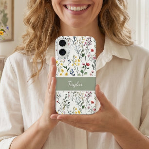 Wildflower Watercolor Botanical Name iPhone 16 Case