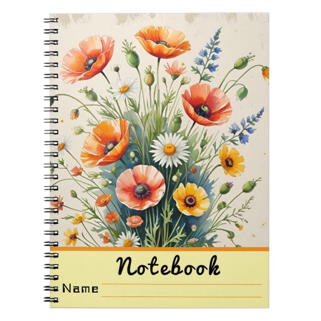 Wildflower Watercolor Bouquet Notebook (Front)