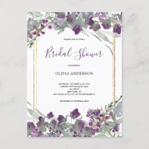 Wildflower Watercolor Bridal Shower  Invitation Postcard
