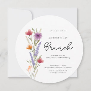 Wildflower Watercolor Brunch Mothers Day Invitation