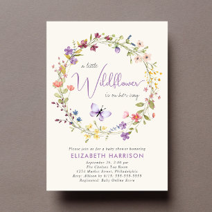 Wildflower Watercolor Cream Baby Girl Shower Invitation