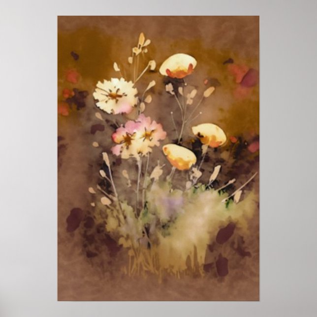 Wildflower Watercolor Digital Art Poster (Front)