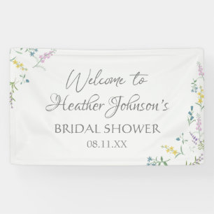 Wildflower Watercolor Elegant Floral Bridal Shower Banner