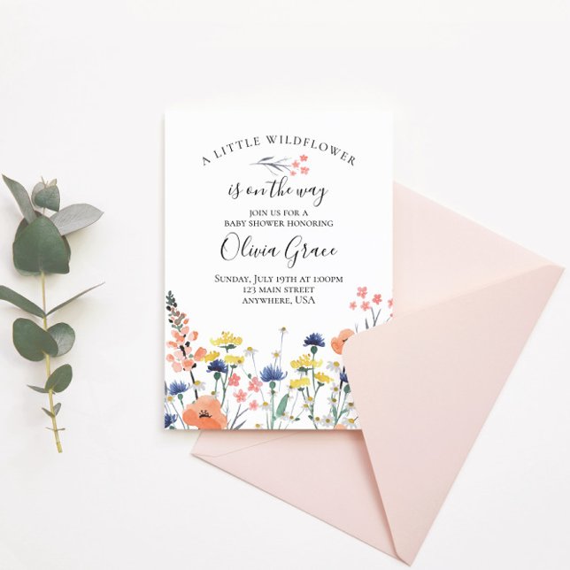 Wildflower watercolor floral baby shower invitatio invitation (Creator Uploaded)