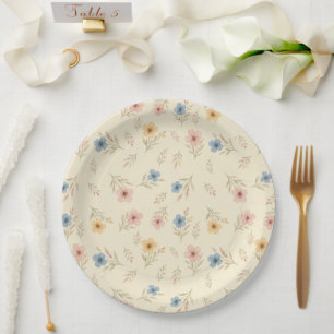 Wildflower Watercolor Floral Baby Shower Plates