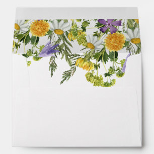Wildflower Watercolor Floral Boho Return Address Envelope