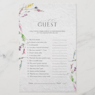 Wildflower Watercolor Floral Bridal Shower Game