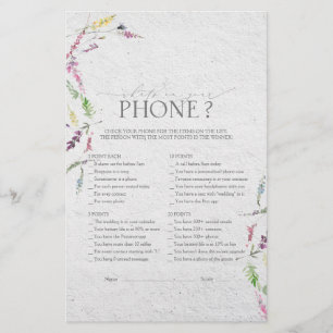 Wildflower Watercolor Floral Bridal Shower Game