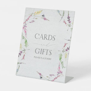 Wildflower Watercolor Floral Bridal Shower Gift Pedestal Sign