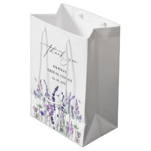 Wildflower Watercolor Floral Bridal Shower Medium Gift Bag