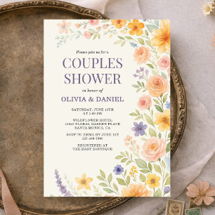 Wildflower Watercolor Floral Couples Shower Invitation