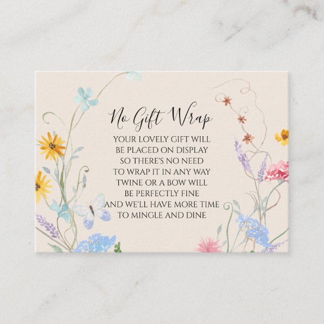 Wildflower Watercolor Floral Display Baby Shower Enclosure Card (Front)