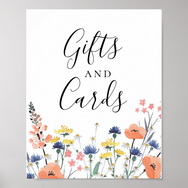 Wildflower watercolor floral Gifts Cards Sign (Front)