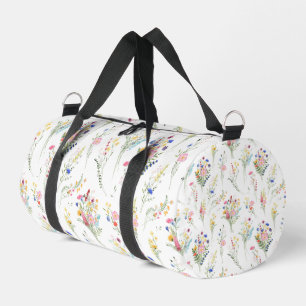 Wildflower Watercolor Floral Pattern Duffle Bag