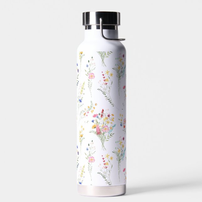  Wildflower Watercolor Floral Pattern Water Bottle (Left)