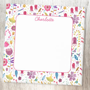 Wildflower Watercolor Floral Personalized Post-it Notes