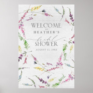 Wildflower Watercolor Floral Shower Welcome Poster