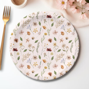 Wildflower Watercolor Floral Spring Baby Shower Paper Plate