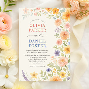 Wildflower Watercolor Floral Wedding Invitation