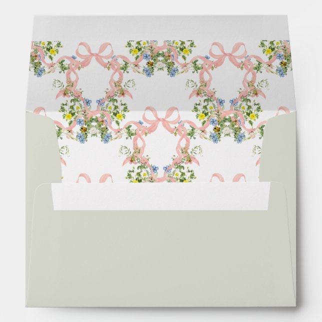 Wildflower Watercolor Garden Elegant Wedding Envelope (Back (Bottom))