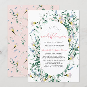 Wildflower Watercolor Girl Baby Shower by Mail Invitation