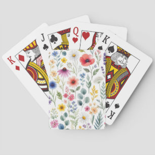 Wildflower Watercolor Meadow Botanical Floral Playing Cards