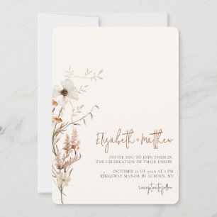 Wildflower Watercolor Minimal Wedding Invitation
