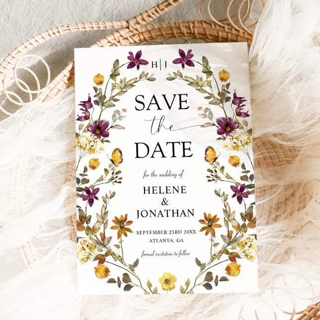 Wildflower Watercolor Modern Elegant Wedding Save The Date (Wildflower Watercolor Modern Elegant Wedding Save The Date)