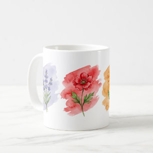 Wildflower Watercolor Mug 4 Botanical Flowers