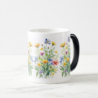 Wildflower Watercolor on Textured Canvas Art Magic Mug