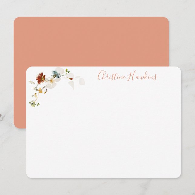 Wildflower Watercolor Pretty Floral Personalised Card (Front/Back)