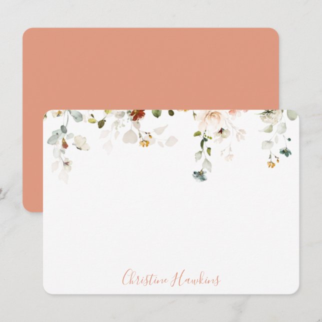 Wildflower Watercolor Pretty Floral Personalised N Card (Front/Back)