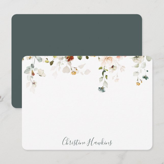 Wildflower Watercolor Pretty Floral Personalised N Card (Front/Back)