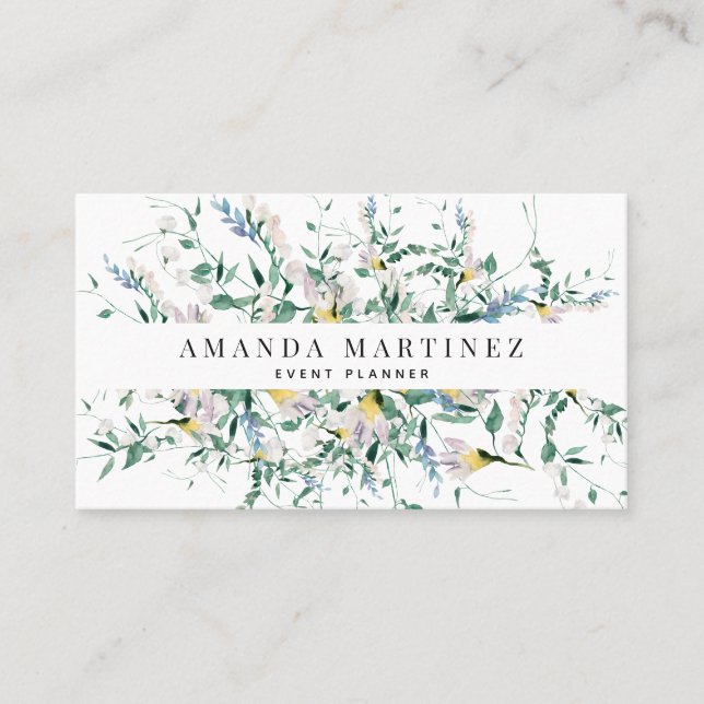 Wildflower Watercolor Social Media Business Card (Front)