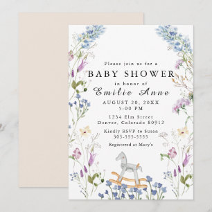 Wildflower Watercolor Soft Print Baby Shower Invitation