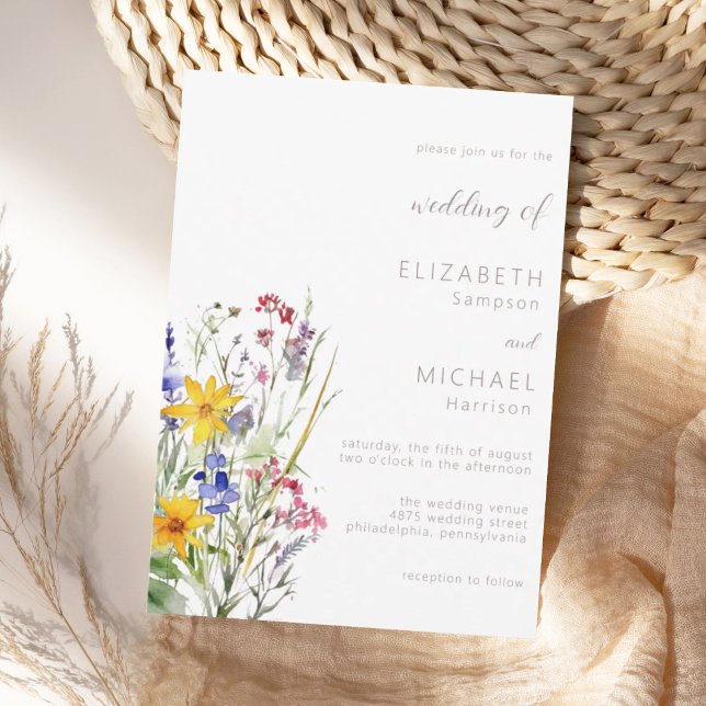 Wildflower Watercolor Summer Wedding Invitation (Creator Uploaded)