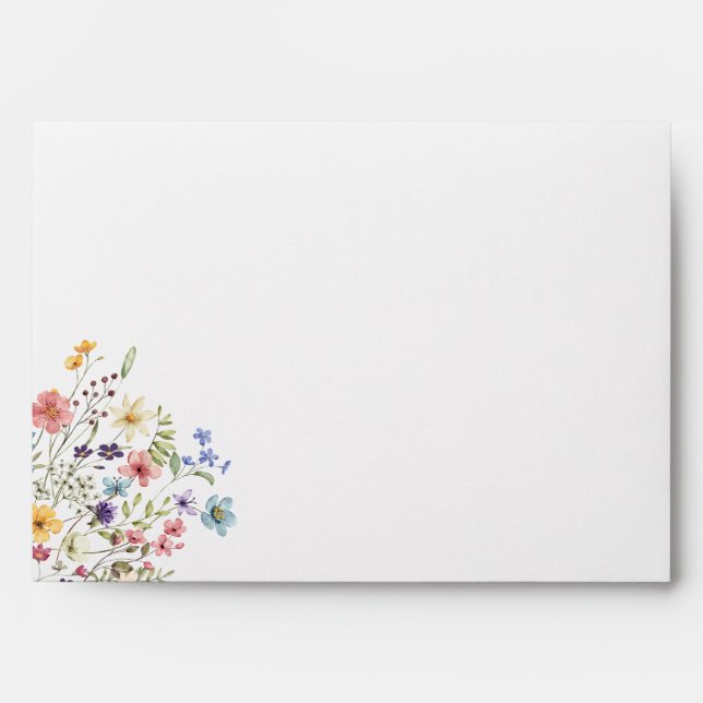 Wildflower Watercolor Wedding Envelope (Front)