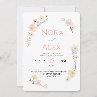 Wildflower Watercolor Wedding Invitation