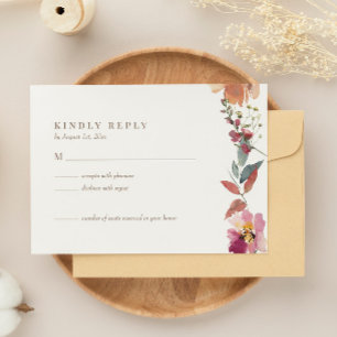 Wildflower Watercolor Wedding RSVP Card