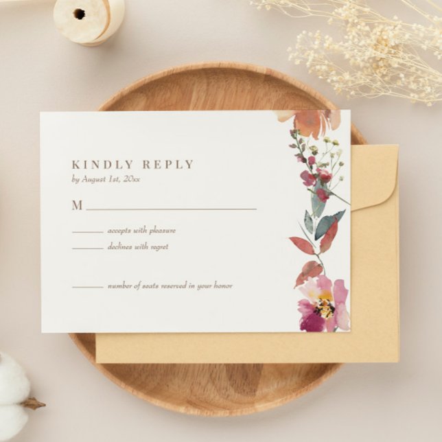 Wildflower Watercolor Wedding RSVP Card (Creator Uploaded)