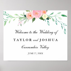 Wildflower Watercolor Welcome Wedding Sign