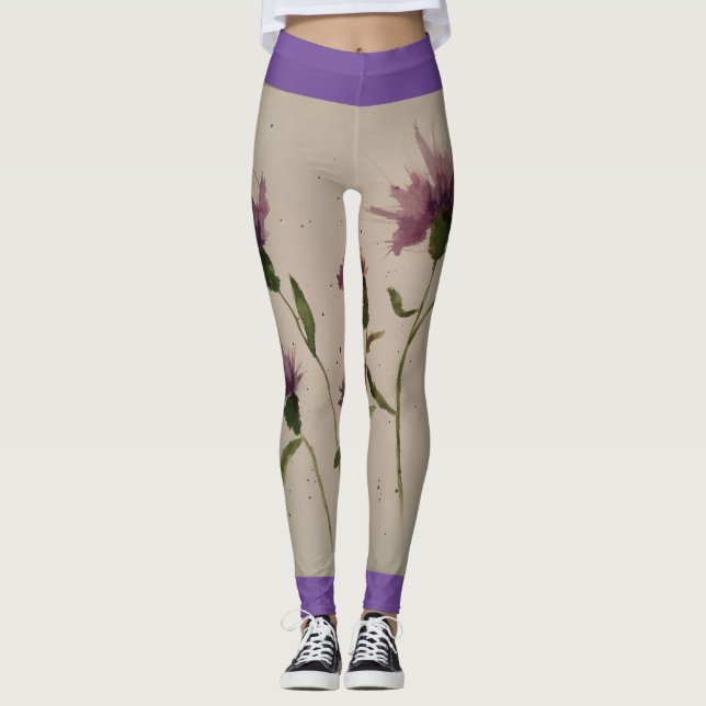Wildflower watercolor women’s leggings (Front)