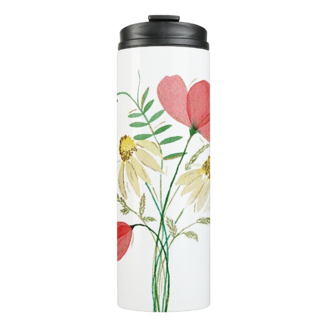 Wildflower Watercolour Thermal Tumbler – Hand-Pain (Front)