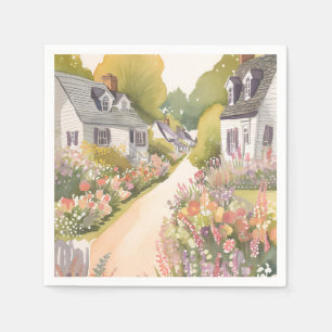 Wildflower Way Coastal Beach Town Watercolor Napkin