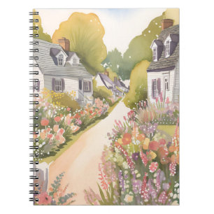 Wildflower Way Coastal Beach Town Watercolor Notebook