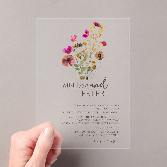 Wildflower Wedding Acrylic Invitations (Insitu (Handheld))